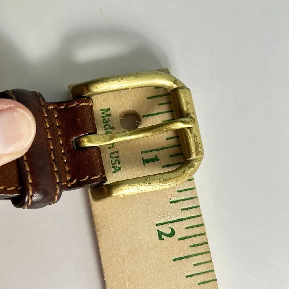The Bridge Men's Brown Leather Vintage Luxury Italian Brass Buckle Belt Size 44